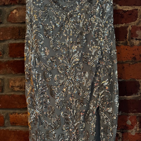 Elegant Powder Blue and Silver Sequin Gown - Picture 13 of 17
